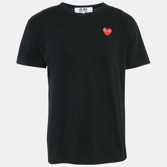 Comme Des Garcons Play Black Heart Applique Cotton Jersey T-Shirt Xl